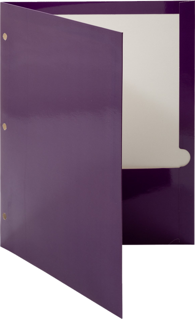 Assorted Primary 9 x 12 Glossy 3 Hole Punch Folders - 6 Pack