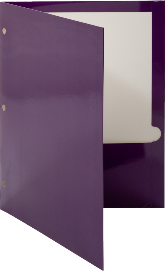 Assorted Primary 9 x 12 Glossy 3 Hole Punch Folders - 6 Pack