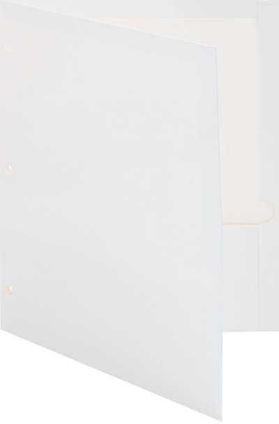 Glossy White 9 x 12 3 Hole Punch Folders