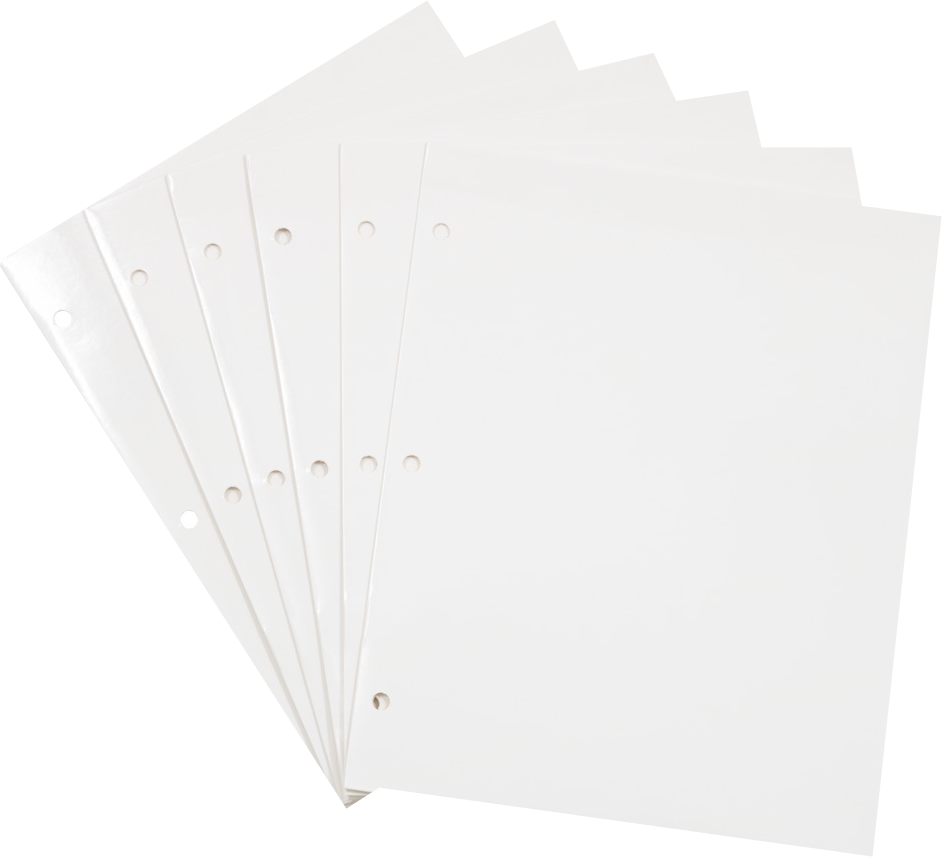 Glossy White 9 x 12 3 Hole Punch Folders