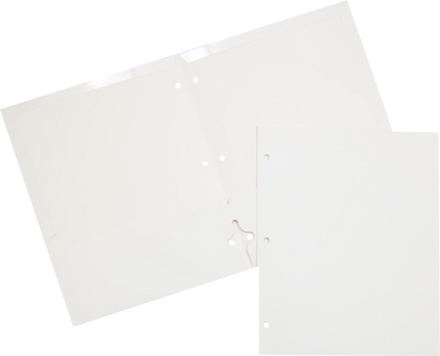 Glossy White 9 x 12 3 Hole Punch Folders