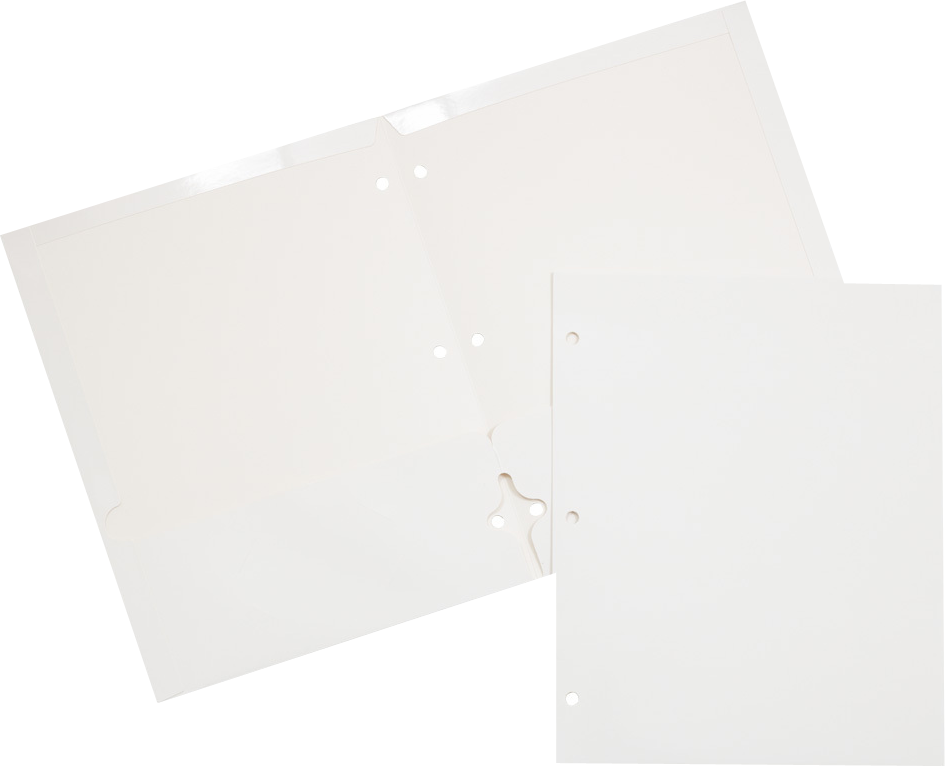 Glossy White 9 x 12 3 Hole Punch Folders