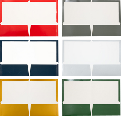 Assorted Primary Standard Laid Back Glossy Folders - 6 Pack