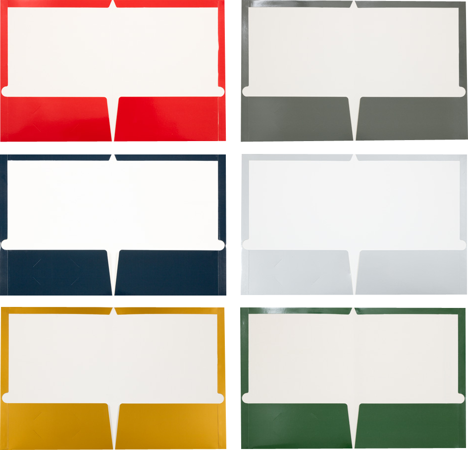 Assorted Primary Standard Laid Back Glossy Folders - 6 Pack
