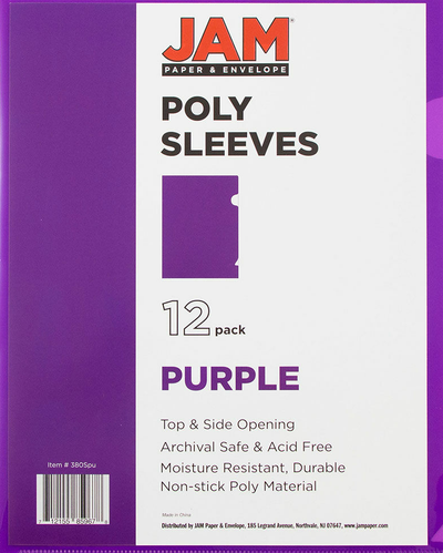 Purple 9 x 11 1/2 Plastic Sleeves