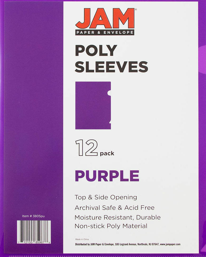 Purple 9 x 11 1/2 Plastic Sleeves