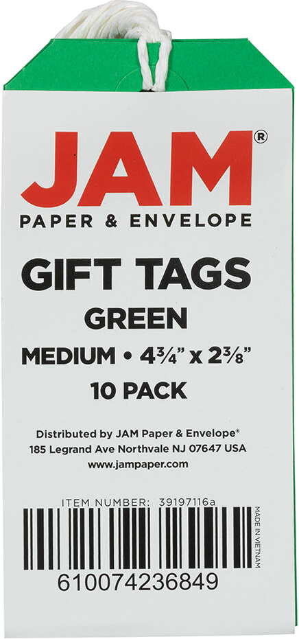 Green Medium Gift Tags (4 1/4 x 2 3/8) - 10 Pack