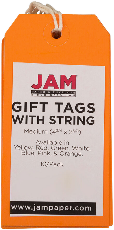Orange Medium Gift Tags (4 1/4 x 2 3/8) - 10 Pack
