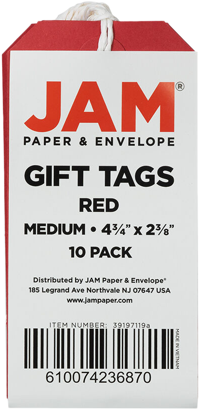 Red Medium Gift Tags (4 1/4 x 2 3/8) - 10 Pack