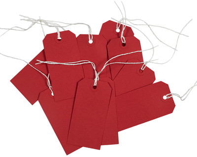 Red Medium Gift Tags (4 1/4 x 2 3/8) - 10 Pack
