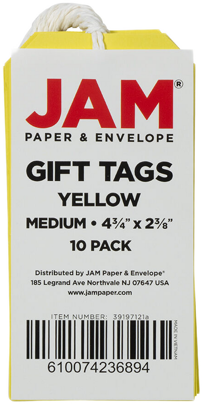 Yellow Medium Gift Tags (4 1/4 x 2 3/8) - 10 Pack