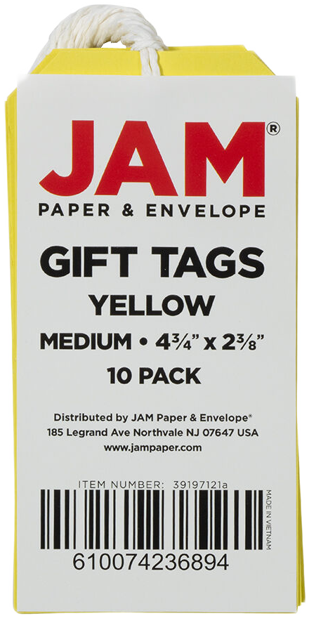 Yellow Medium Gift Tags (4 1/4 x 2 3/8) - 10 Pack