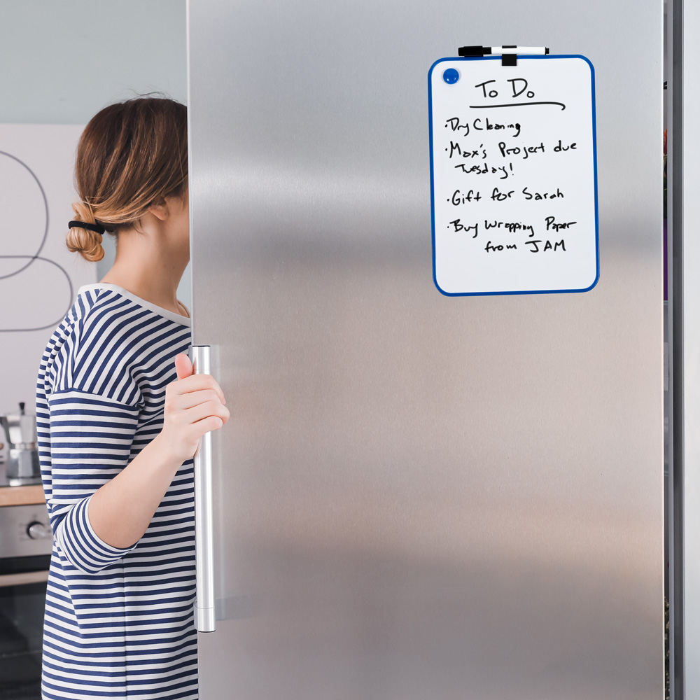 White with Blue Frame Dry Erase Board