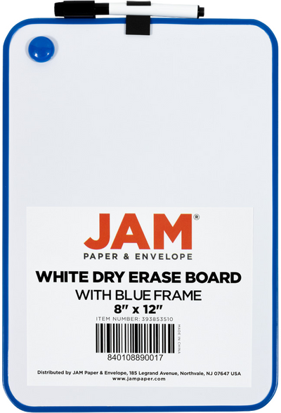 White with Blue Frame Dry Erase Board