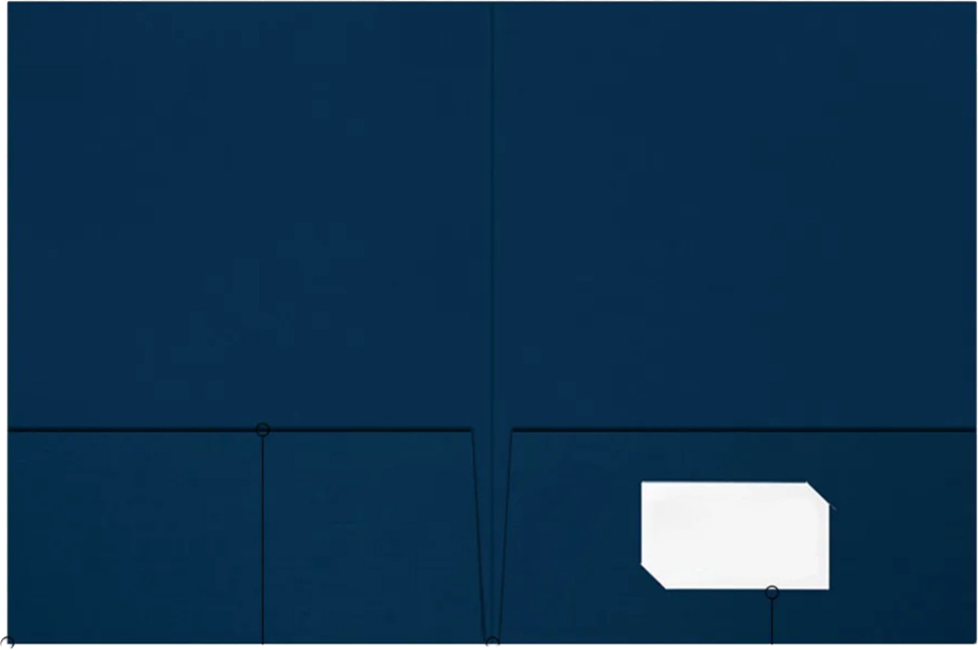 Nautical Navy Blue Linen 9 x 12 Folders with Front Cover Lower Right Card Slits