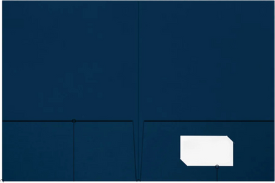 Nautical Navy Blue Linen 9 x 12 Folders with Front Cover Lower Right Card Slits