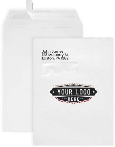 White 28lb 9 x 12 Open End Window Envelopes with Peel & Seal