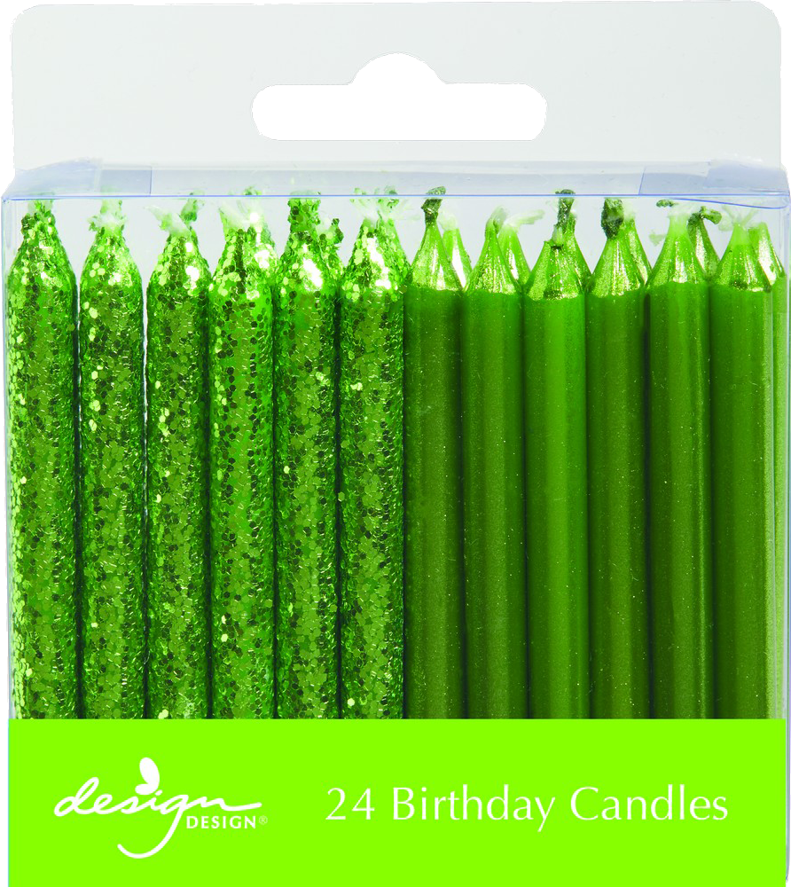 Lime Shimmer Birthday Candles - 24 Pack