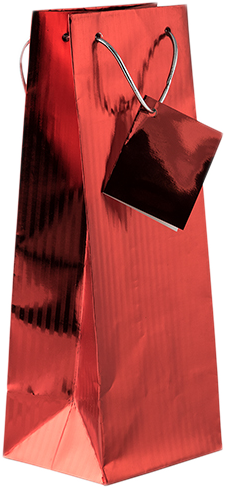 Red Foil Vertical Stripe Wine Bottle Gift Bags (5 x 3 1/2 x 13)