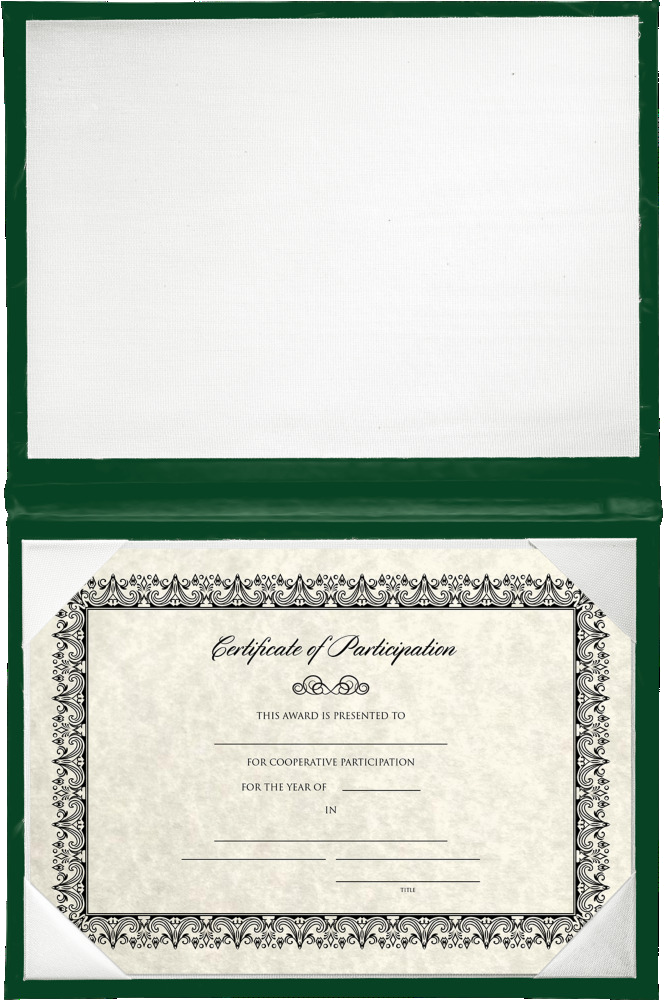 10 1/2 x 13 1/2 Landscape Padded Diploma Covers (Holds 10 x 13 Document) - Green