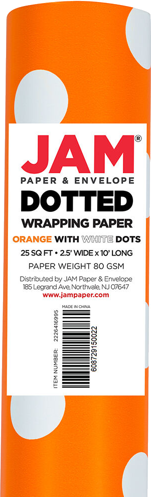 Orange with White Dots Wrapping Paper (25 Sq Ft)