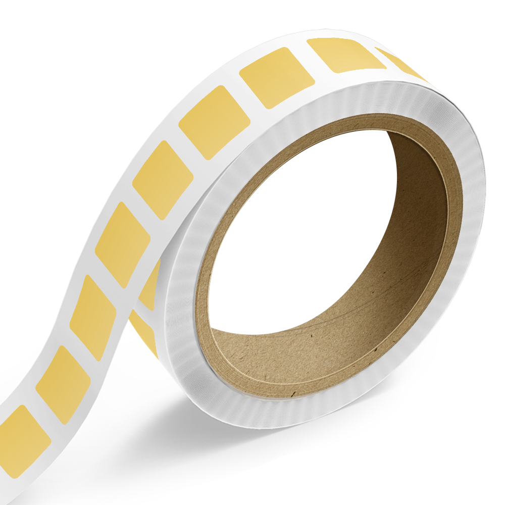 Gold Foil 1 1/2 x 1 1/2 Inch Roll of Square Labels - Durable with Metallic Finish