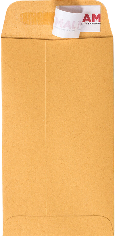 Brown Kraft 28lb #6 Coin Envelopes (3 3/8 x 6) with Peel & Seal