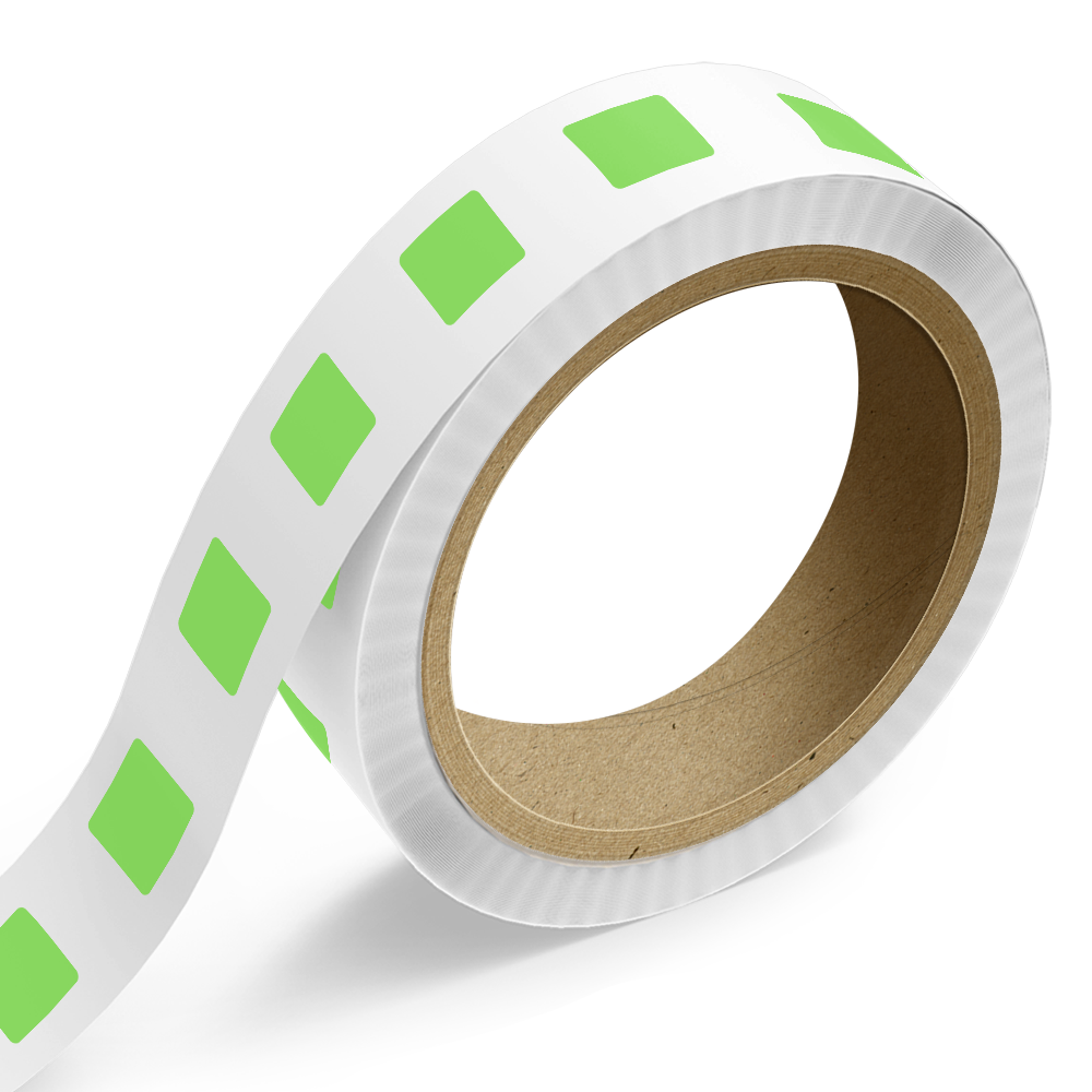 Neon Green 1 1/2 x 1 3/4 Inch Roll of Rectangle Labels - Bright Adhesive
