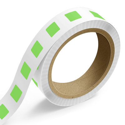 Neon Green 1 1/2 x 1 3/4 Inch Roll of Rectangle Labels - Bright Adhesive