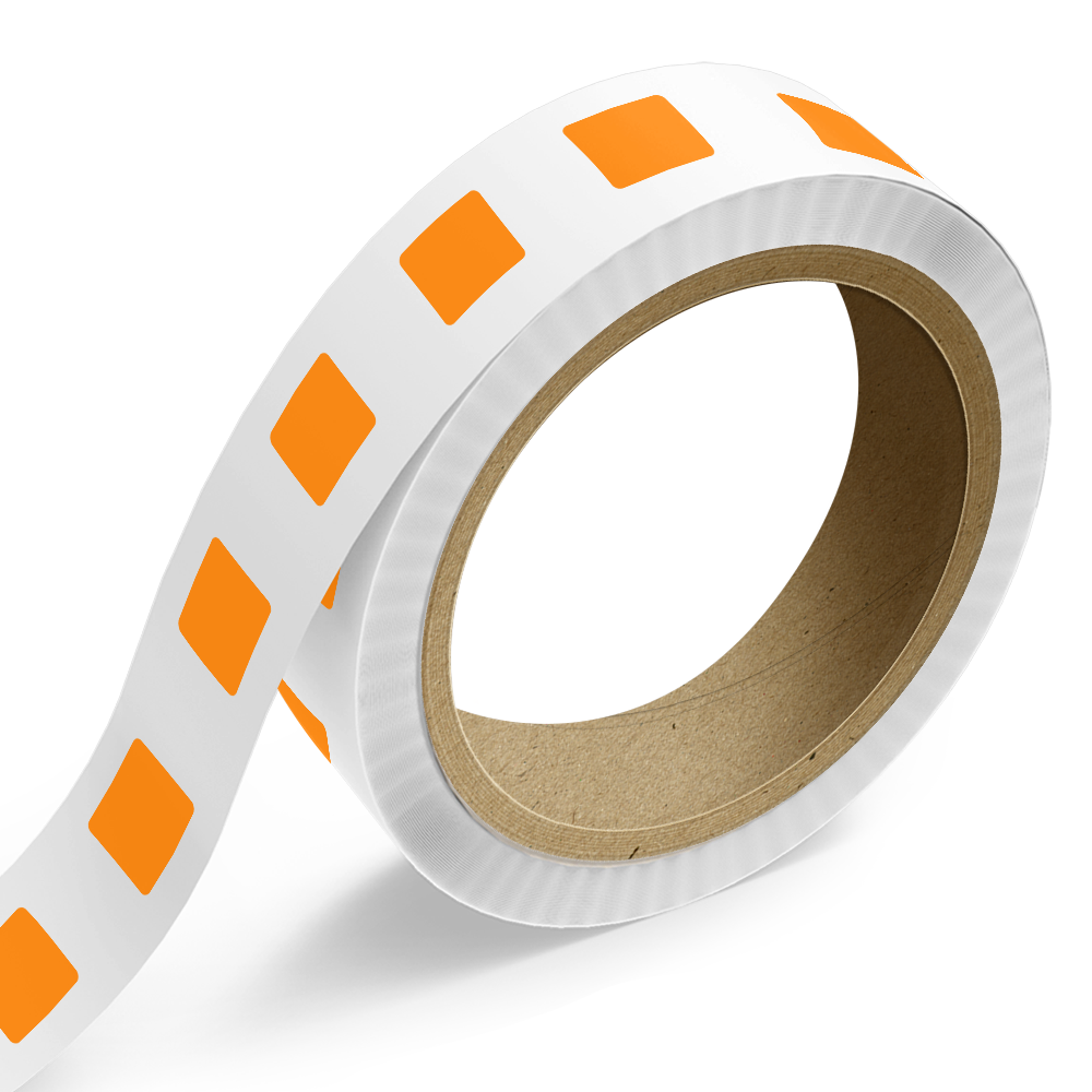 Neon Orange 1 1/2 x 1 3/4 Inch Roll of Rectangle Labels - Bright Adhesive