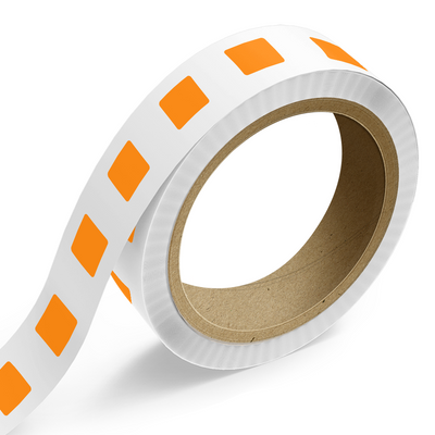 Neon Orange 1 1/2 x 1 3/4 Inch Roll of Rectangle Labels - Bright Adhesive