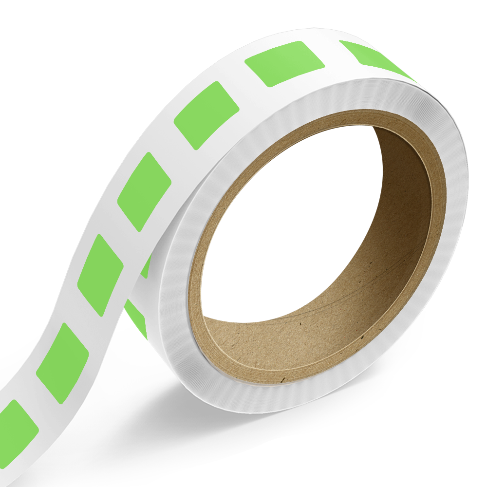 Neon Green 1 1/2 x 2 1/4 Inch Roll of Rectangle Labels - Bright Adhesive
