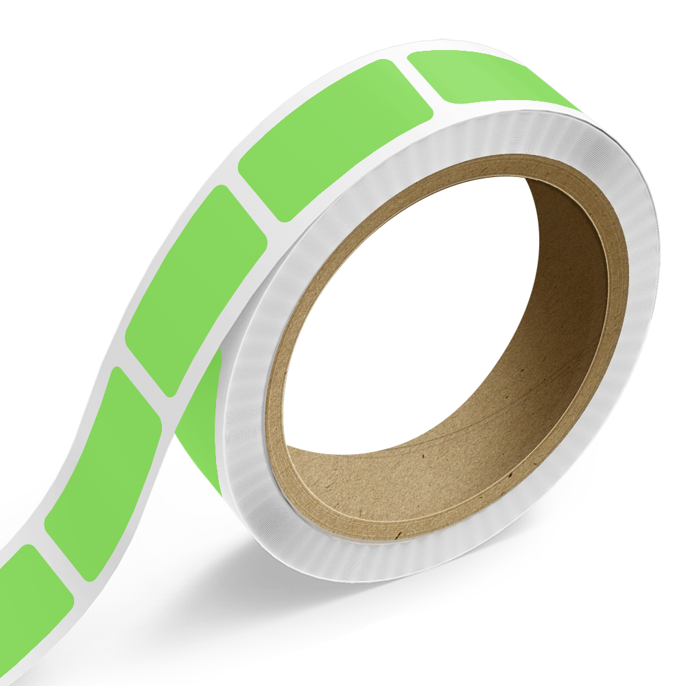 Neon Green 1 1/2 x 2 Inch Roll of Rectangle Labels - Bright Adhesive
