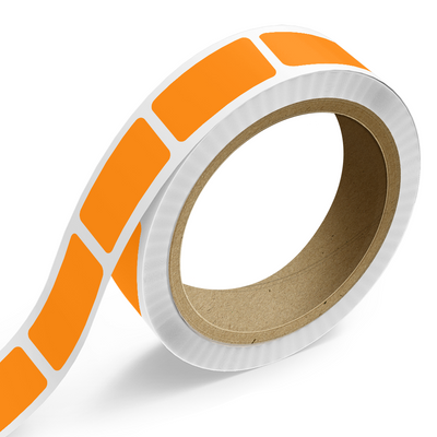 Neon Orange 1 1/2 x 2 Inch Roll of Rectangle Labels - Bright Adhesive