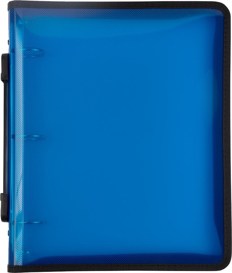 Blue Plastic 1 1/2 Inch 3-Ring Binder with Zipper