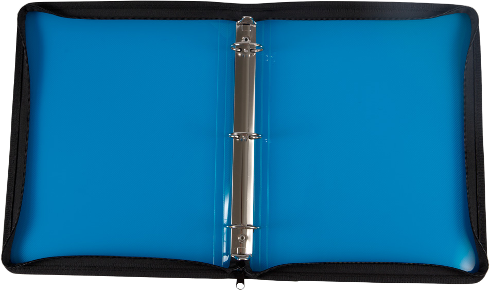 Blue Plastic 1 1/2 Inch 3-Ring Binder with Zipper