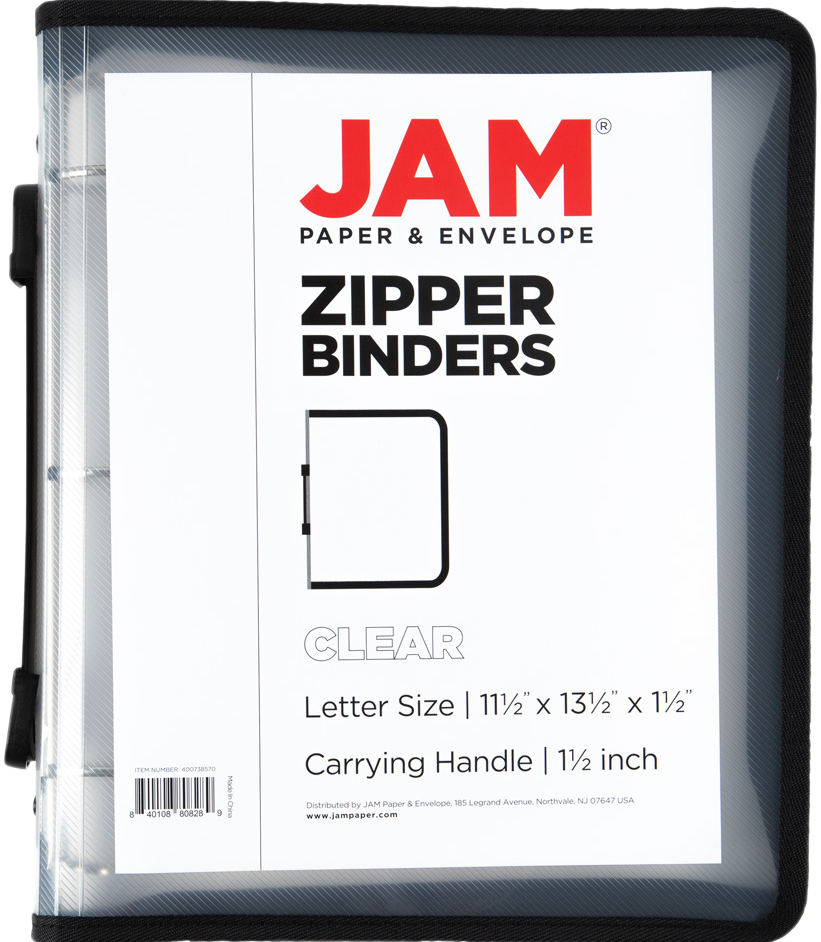 Clear Zipper 1 1/2 Inch 3-Ring Binder with Zipper