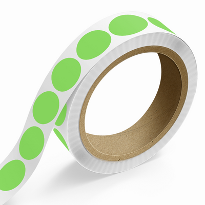 Neon Green 1 1/2 x 2 Inch Roll of Oval Labels - Bright Adhesive