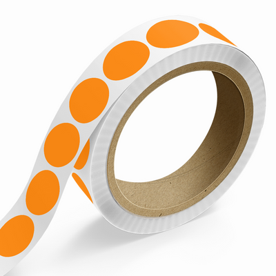 Neon Orange 1 1/2 x 2 Inch Roll of Oval Labels - Bright Adhesive
