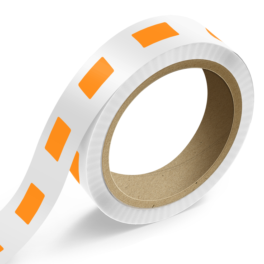 Neon Orange 1 1/2 x 3 Inch Roll of Rectangle Labels - Bright Adhesive