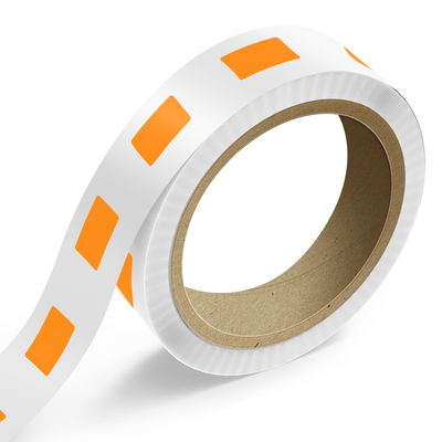 Neon Orange 1 1/2 x 3 Inch Roll of Rectangle Labels - Bright Adhesive