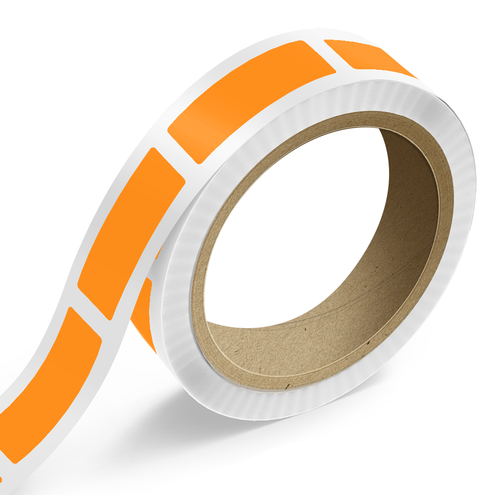 Neon Orange 1 1/2 x 5 Inch Roll of Rectangle Labels - Bright Adhesive