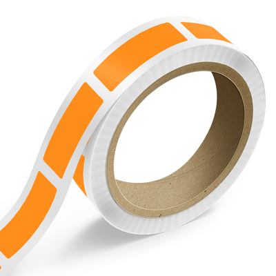 Neon Orange 1 1/2 x 5 Inch Roll of Rectangle Labels - Bright Adhesive