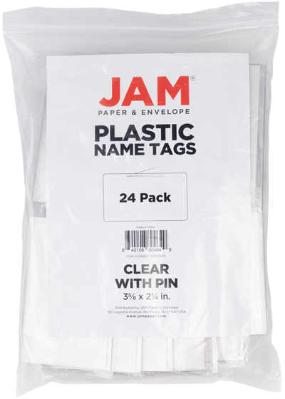 Clear with Pin 3 5/8 x 2 1/4 Classroom Name Tags