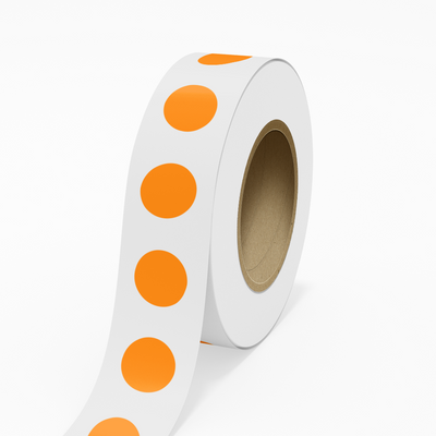 Neon Orange 1 1/2 Inch Roll of Circular Round Labels - Bright Adhesive
