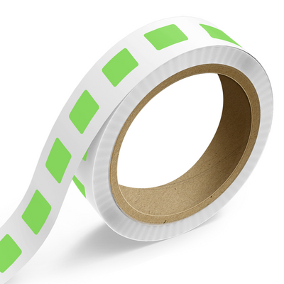 Neon Green 1 1/4 x 1 3/4 Inch Roll of Rectangle Labels - Bright Adhesive