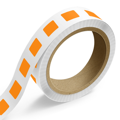 Neon Orange 1 1/4 x 1 3/4 Inch Roll of Rectangle Labels - Bright Adhesive