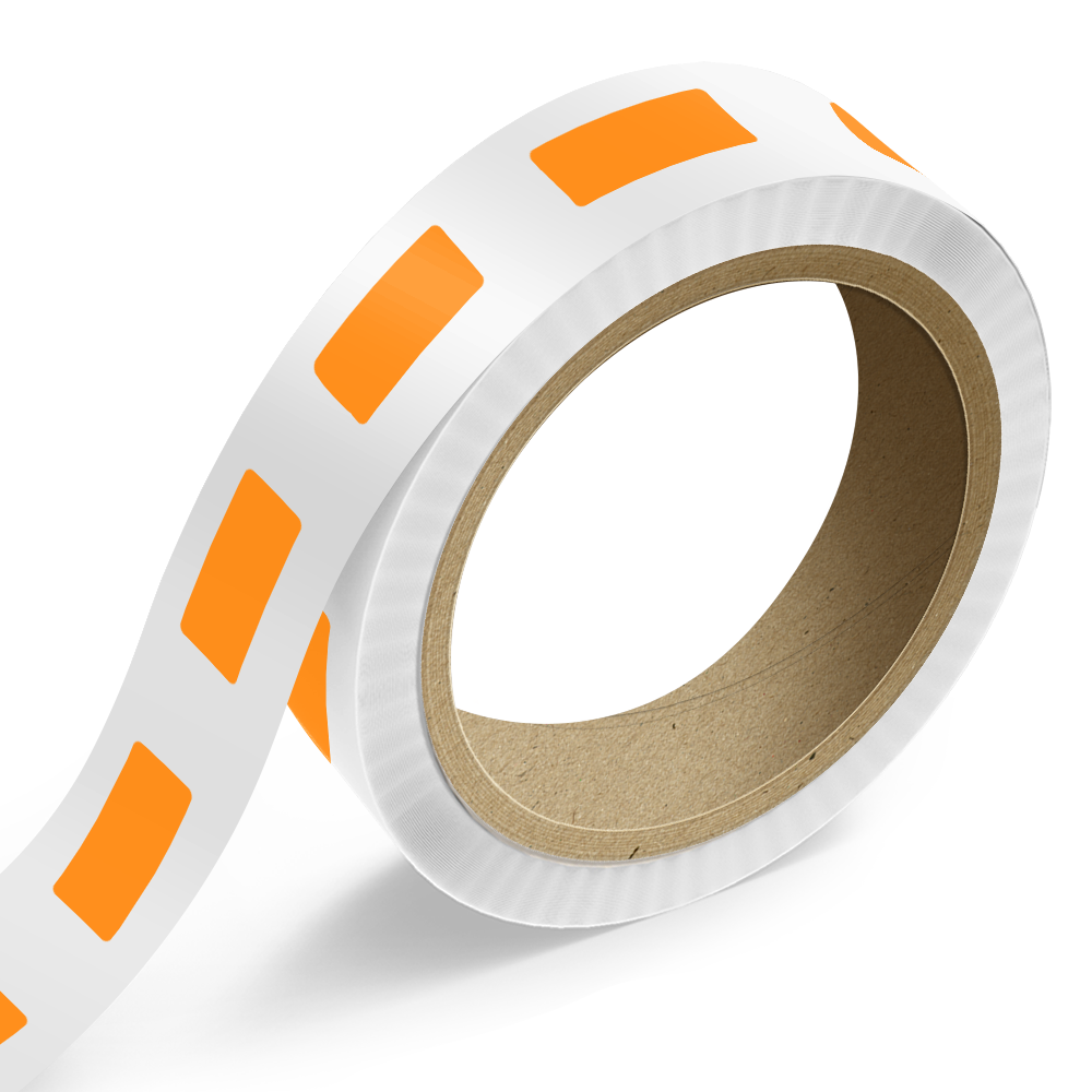 Neon Orange 1 1/4 x 3 Inch Roll of Rectangle Labels - Bright Adhesive