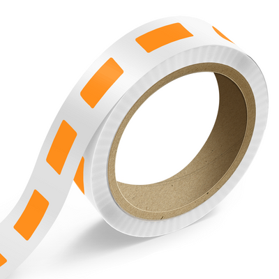 Neon Orange 1 1/4 x 3 Inch Roll of Rectangle Labels - Bright Adhesive