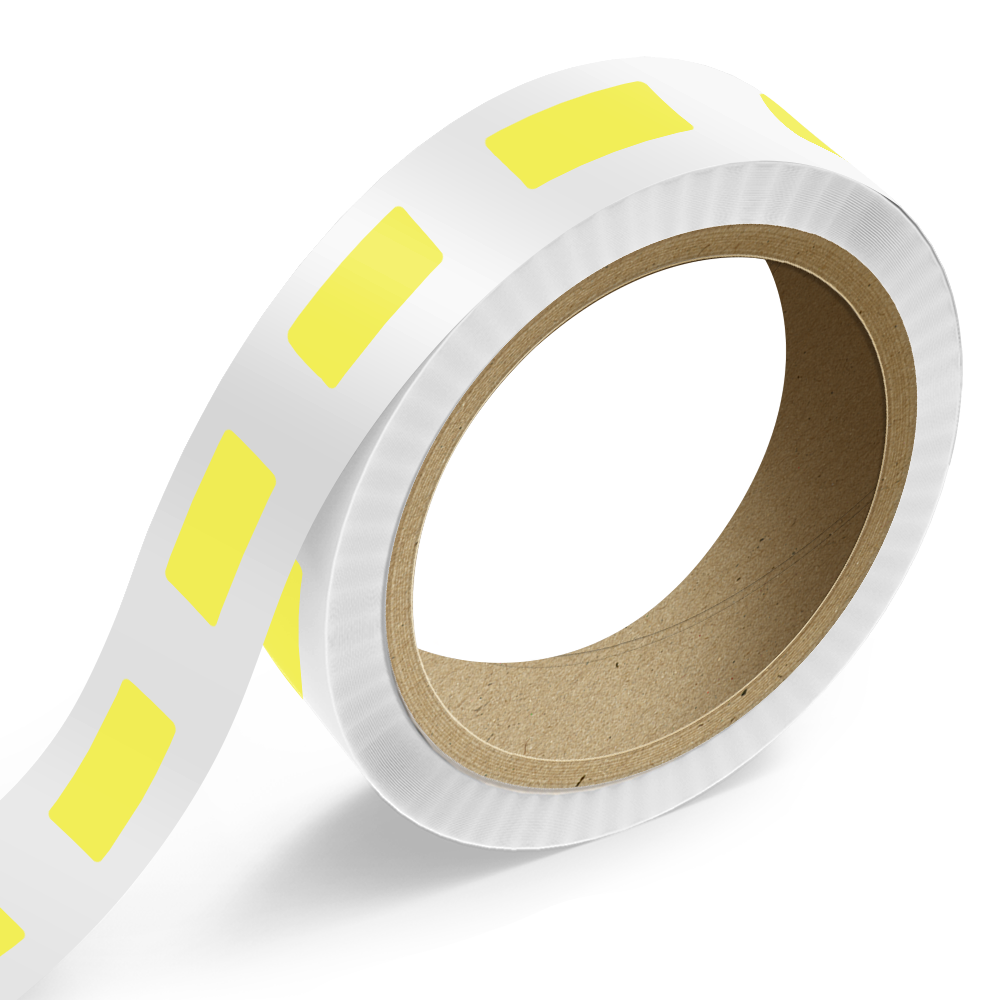 Neon Yellow 1 1/4 x 3 Inch Roll of Rectangle Labels - Bright Adhesive